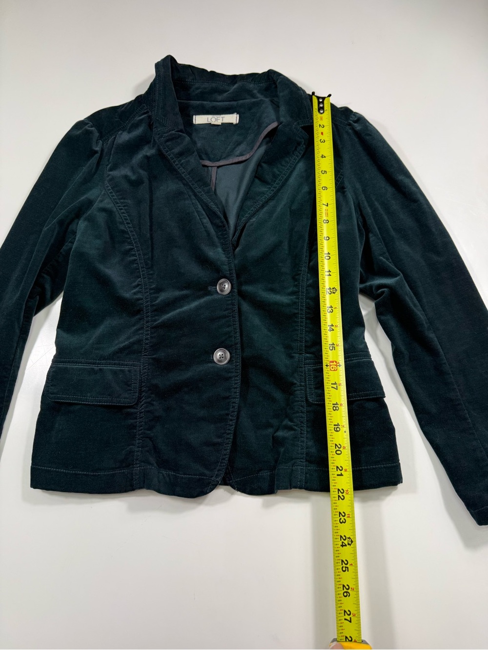 LOFT Deep Green Velvet Blazer with Flap Pockets - Picture 3 of 7